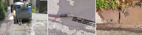 アスファルト舗装道路切断工事で発生する汚濁水投棄の現状